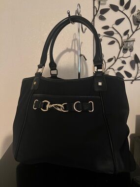 Calvin Klein Black Shoulder Tote with Gold Chain Accent